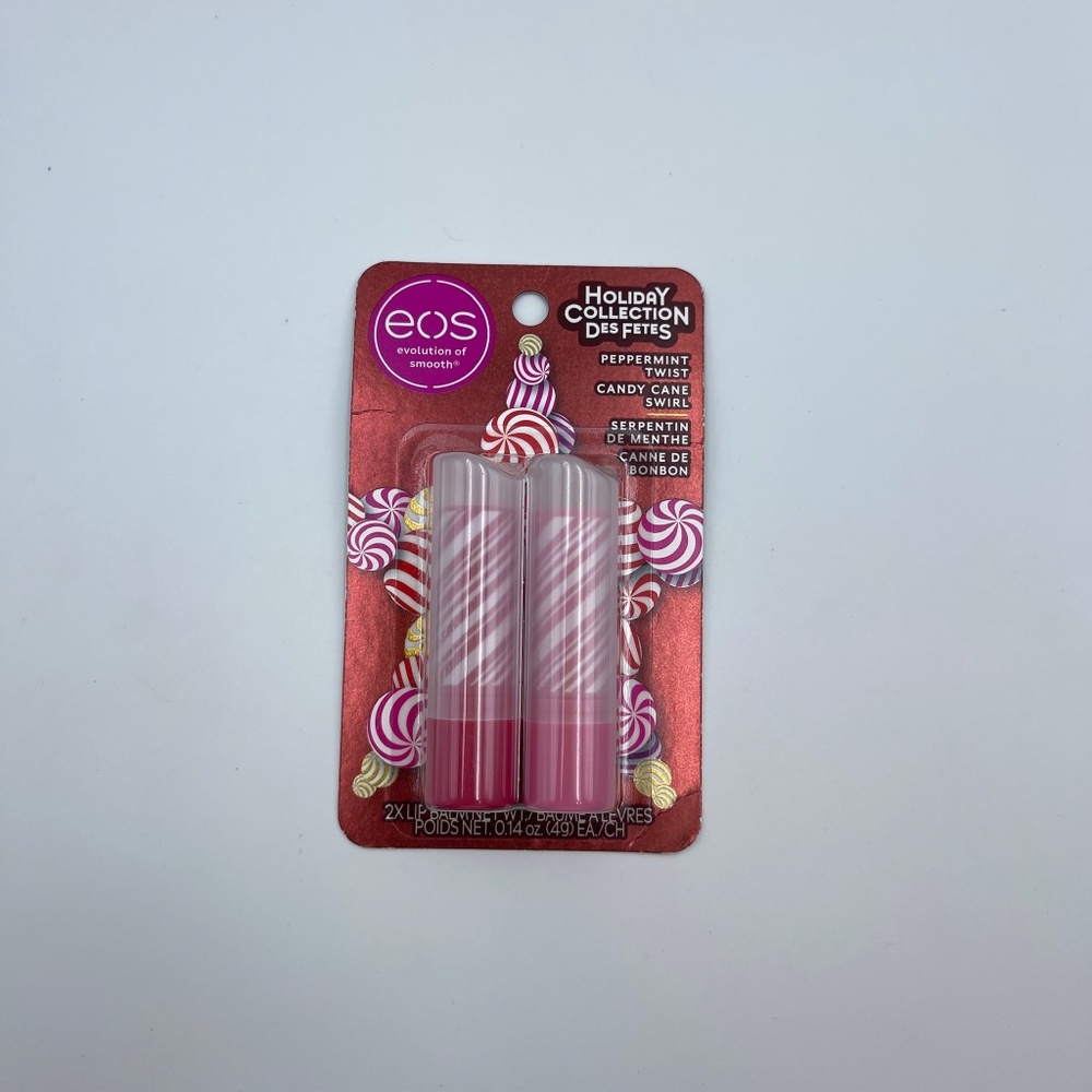 NEW EOS Holiday collection Lip Balm Peppermint Twist Candy Cane Swirl pack of 2